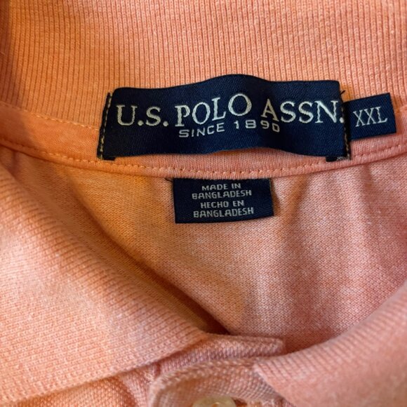 U.S. Polo Assn. Mens XXL Polo Shirt Peach Cotton Blend Short Sleeve - Picture 3 of 5